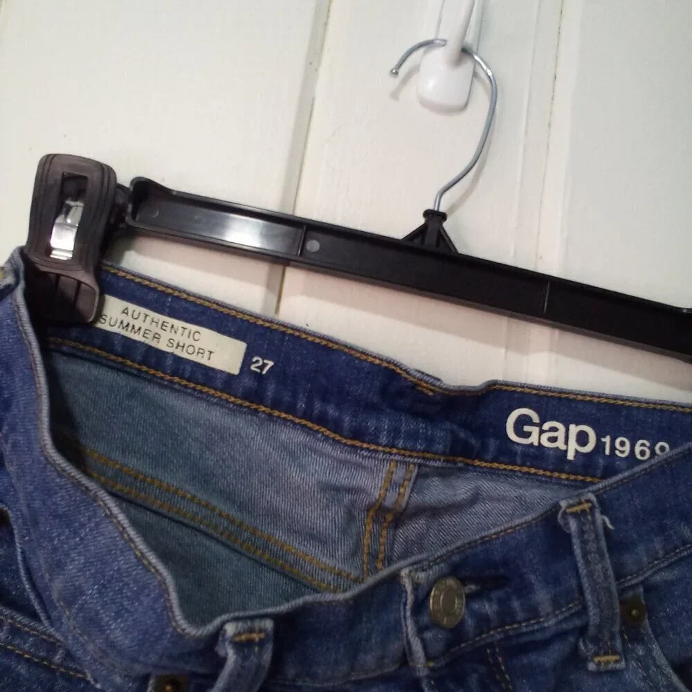 Gap Authentic Summer Short Women 27 Raw Hem Denim Blue